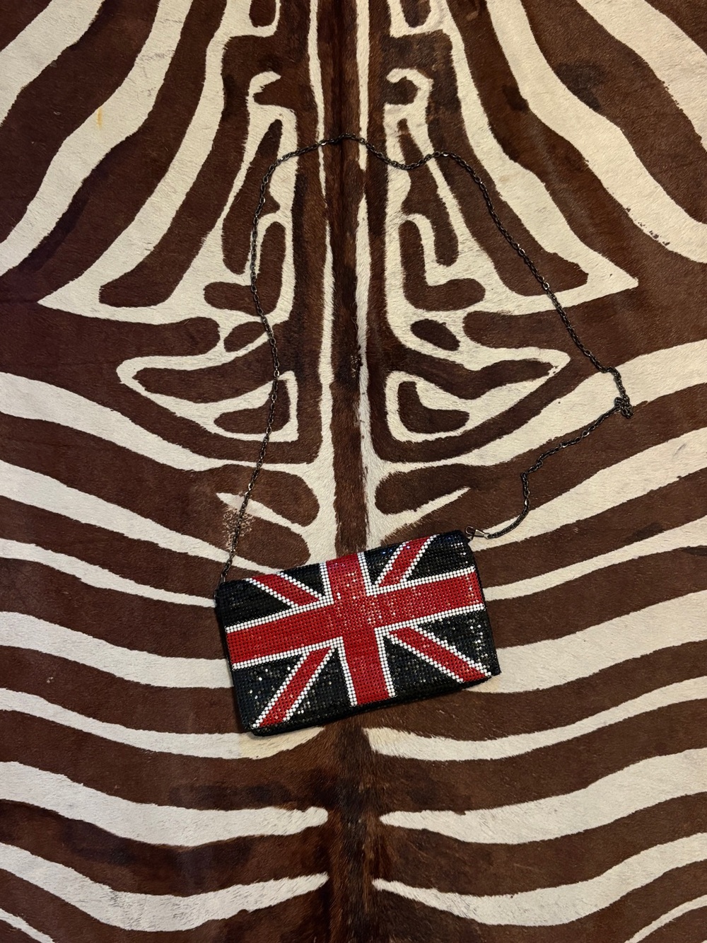 Urban Expressions Black and Red Beaded Union Jack Crossbody